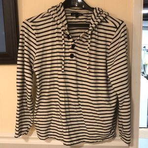 Banana Republic factory, large jersey navy blue/white striped hoodie